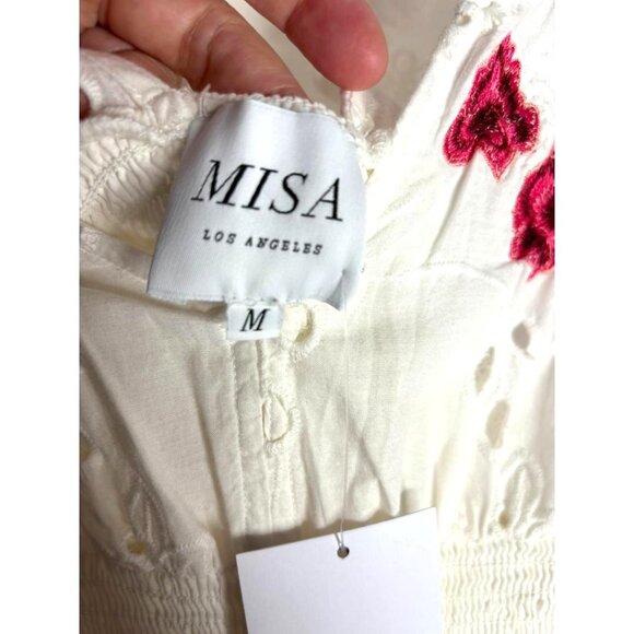 Anthropologie MISA Los Angeles Shadi Dress Medium Eyelet Embroidered Roses New - Picture 12 of 16